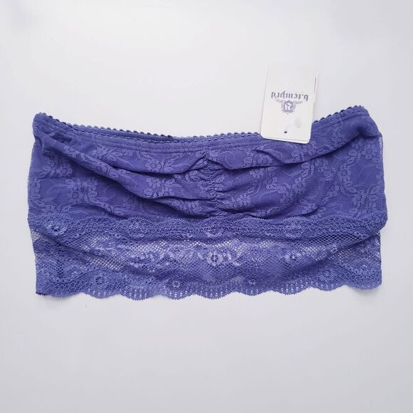 Nordstrom B. Tempted Dark Periwinkle Lace Bandeau Strapless Bra - Picture 1 of 4